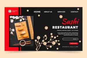 Vecteur gratuit modèle de page de destination de restaurant japonais