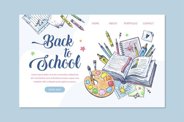 Modèle de page de destination de retour à l'école