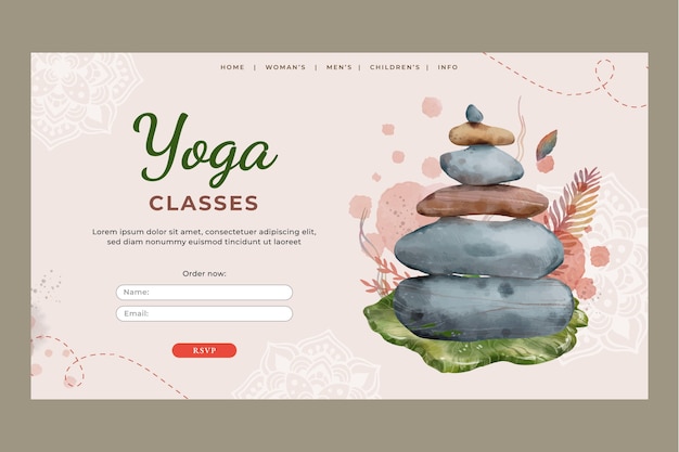 Vecteur gratuit modèle de page de destination de retraite de yoga