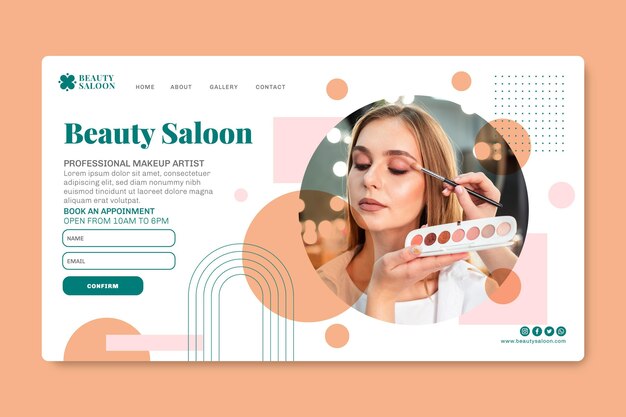 Modèle de page de destination de salon de beauté