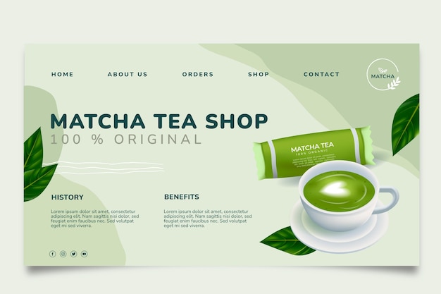 Modèle De Page De Destination De Savoureux Thé Matcha