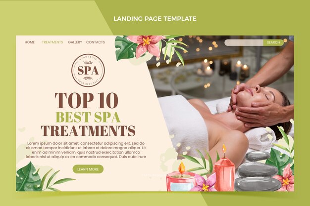 Modèle de page de destination spa aquarelle