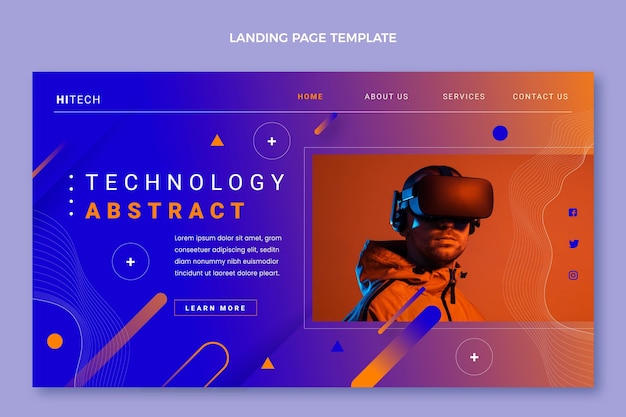 Vecteur gratuit modèle de page de destination de technologie abstraite dégradée