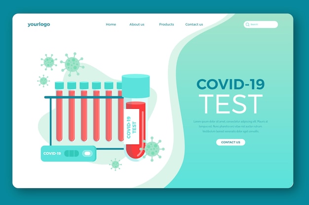 Modèle de page de destination de test Covid-19