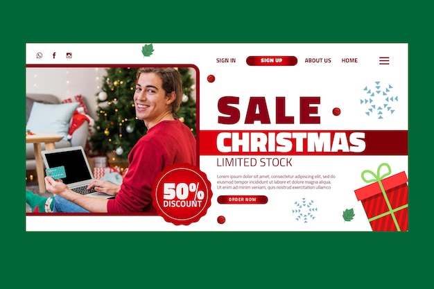 Modèle De Page De Destination De Vente De Noël