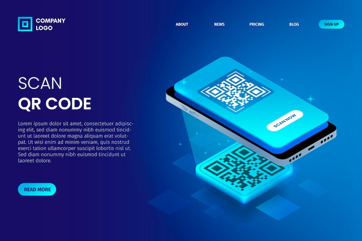 Vecteur gratuit modèle de page de destination de vérification du code qr