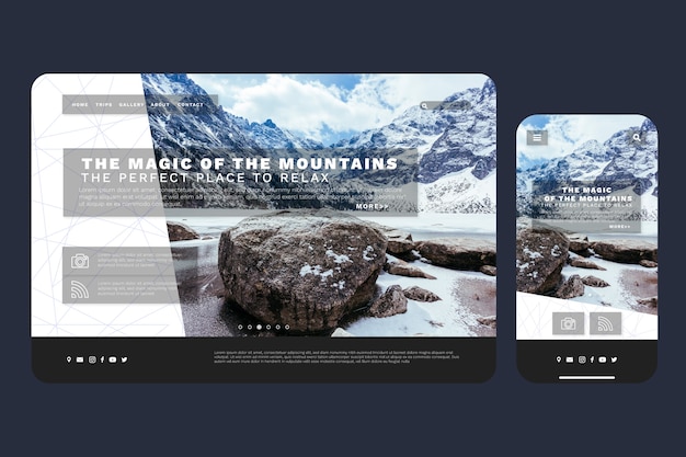 Modèle de page de destination de voyage avec photo