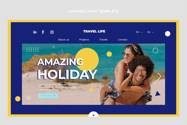 Vecteur gratuit modèle de page de destination de voyage plat