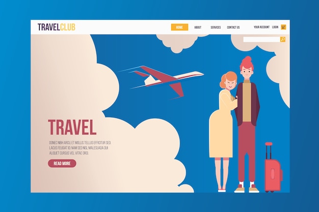 Vecteur gratuit modèle de page de destination de voyage