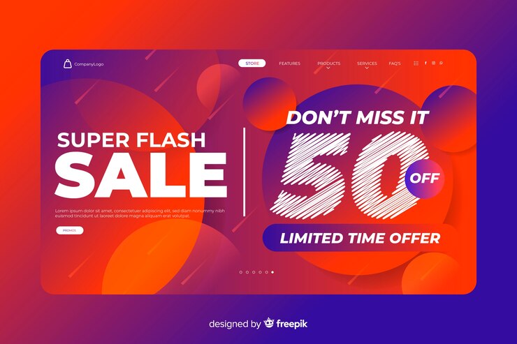 Vecteur gratuit modèle de page de vente abstraite