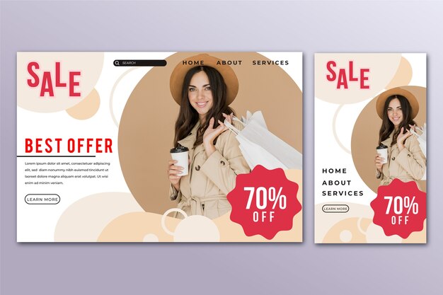 Modèle de page de vente avec photo