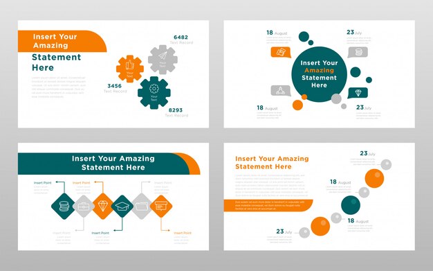 Modèle de pages de présentation de points de présentation power point couleur verte business orange concept