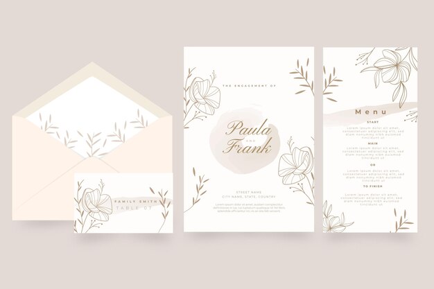 Modèle de papeterie de mariage floral