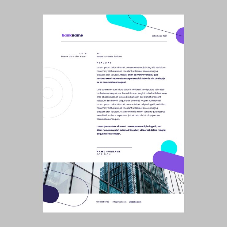 Vecteur gratuit modèle de papier à en-tête bancaire et financier
