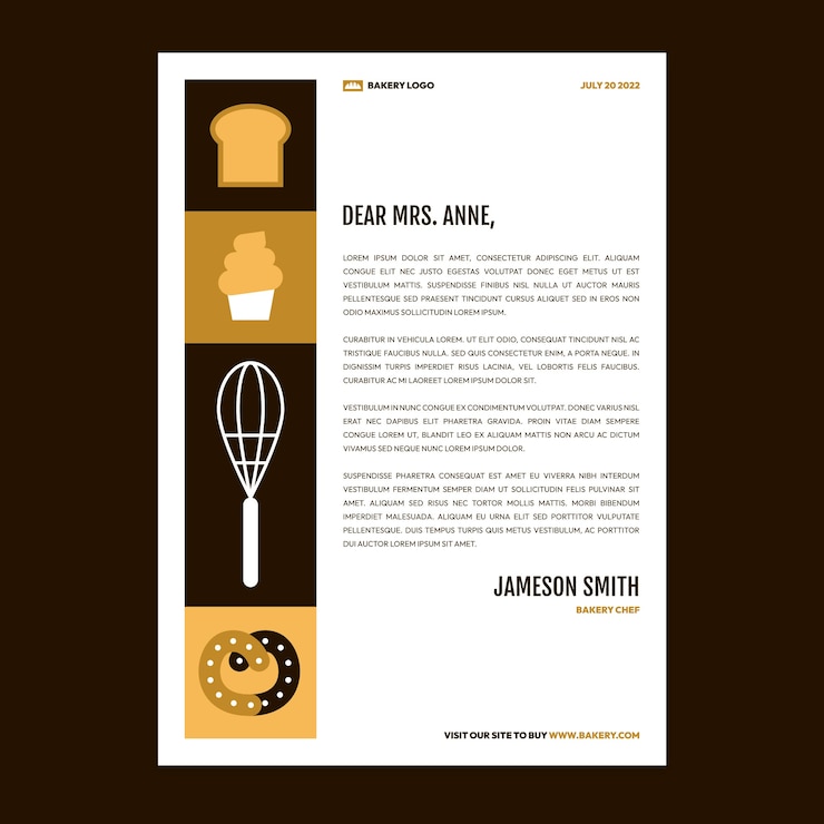 Vecteur gratuit modèle de papier à en-tête de boulangerie