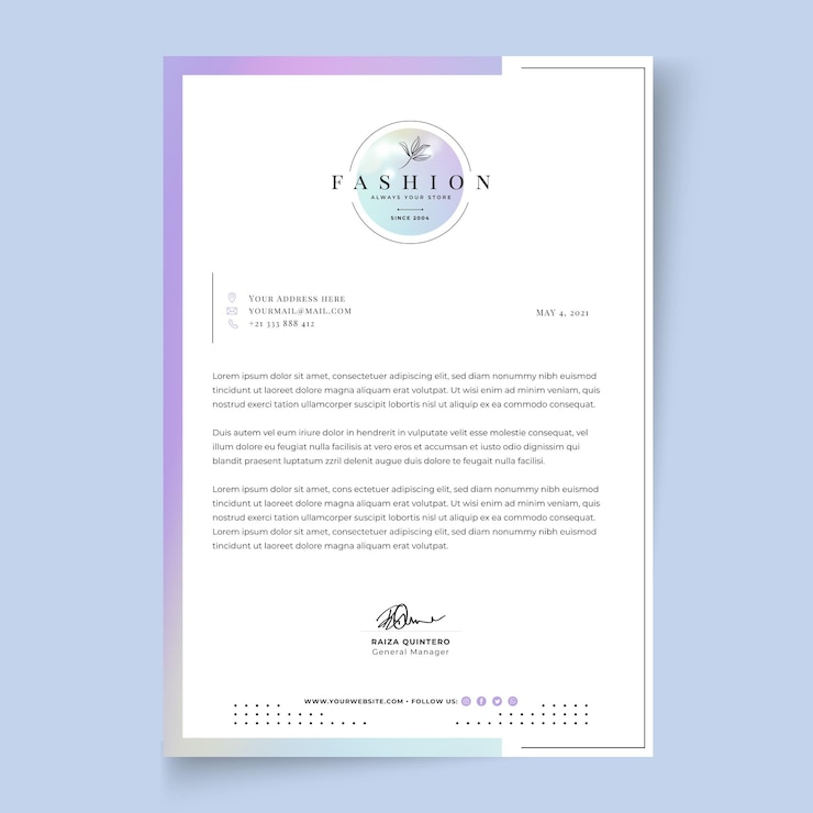 Vecteur gratuit modèle de papier à en-tête de femme d'affaires avec des éléments élégants