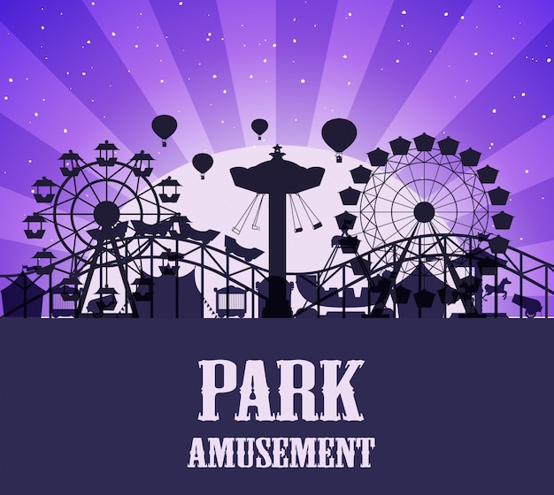 Vecteur gratuit un modèle de parc d'attractions silhouette