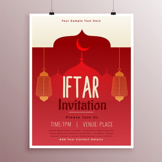 Vecteur gratuit modèle de parti islamique iftar