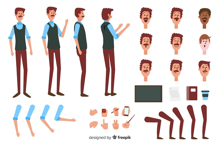 Vecteur gratuit modèle de personnage de dessin animé garçon