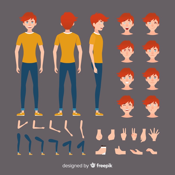 Vecteur gratuit modèle de personnage de dessin animé garçon