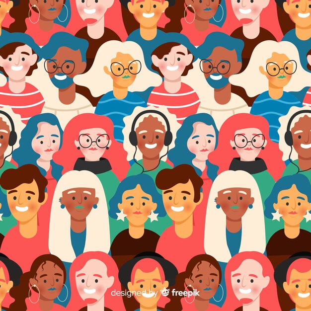 Modèle de personnes souriant jeunesse plate