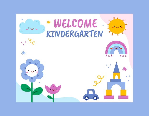 Modèle de photocall d'école maternelle dessiné à la main
