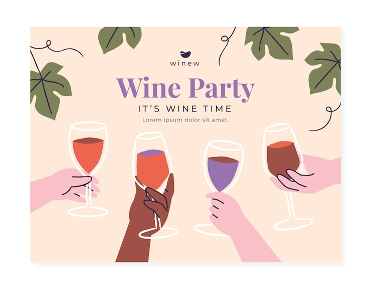 Vecteur gratuit modèle de photocall de fête du vin dessiné à la main