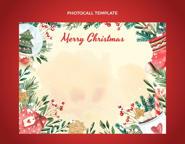 Modèle de photocall de Noël aquarelle