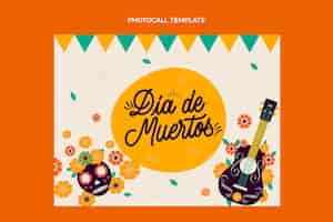 Vecteur gratuit modèle de photocall plat dia de muertos