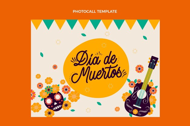 Modèle de photocall plat dia de muertos