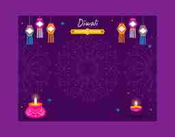 Vecteur gratuit modèle de photocall plat pour la célébration du festival de diwali