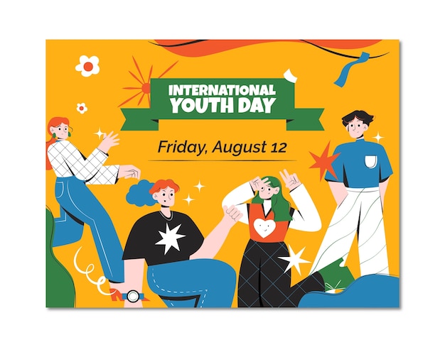 Modèle de photocall plat pour la journée internationale de la jeunesse