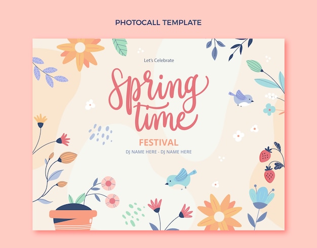 Modèle de photocall de printemps dessiné à la main