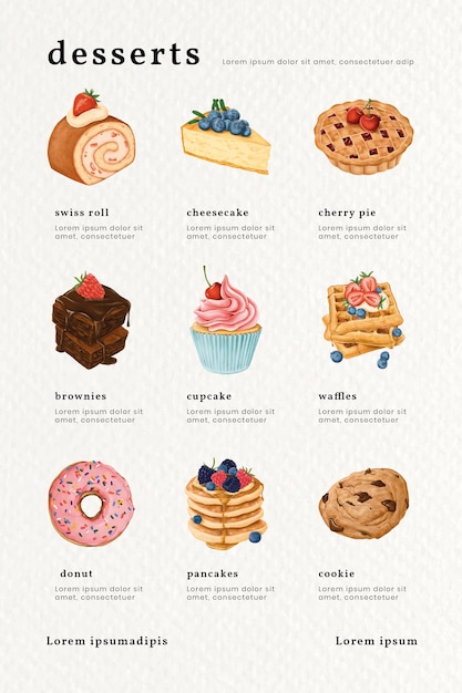 Modèle Pinterest De Graphique De Menu De Boulangerie Dessiné à La Main