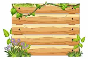 Vecteur gratuit modèle de planche de bois avec des feuilles de la nature