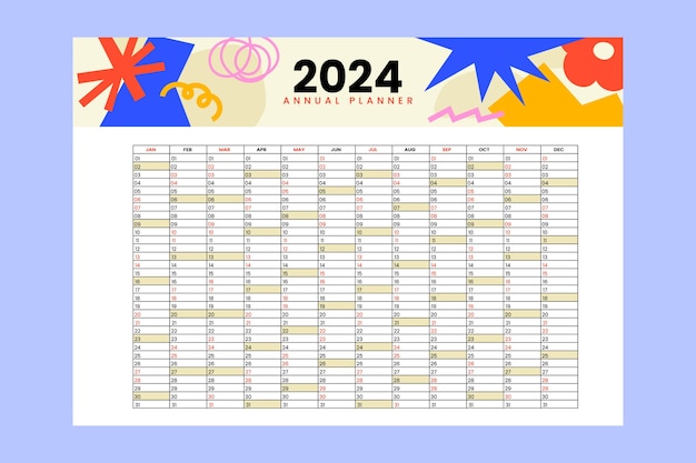 Agenda Semainier 2024: Planificateur et Organisateur Hebdomadaire | Vue  d'ensemble de l'année, de janvier à décembre | Calendrier 2024 avec jours