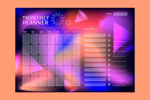 Modèle De Planificateur Mensuel Gradient 2024