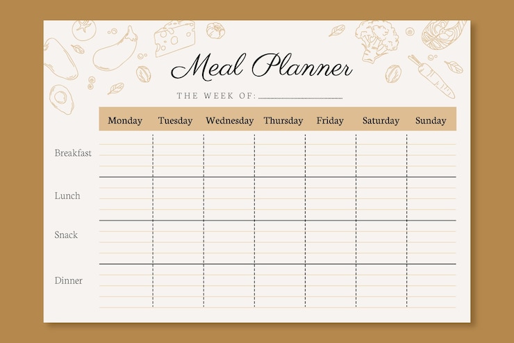 Vecteur gratuit modèle de planificateur de repas