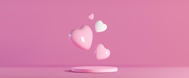 Vecteur gratuit modèle de podium conceptuel d'amour avec un cœur flottant