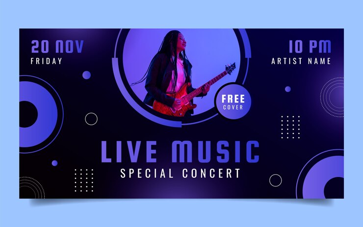 Vecteur gratuit modèle de post de concert de musique sur facebook