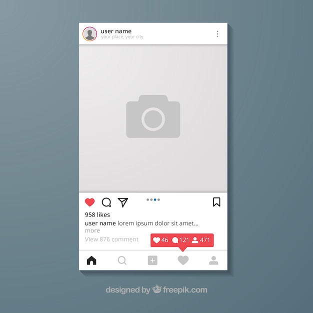 Modèle de post Instagram avec notifications