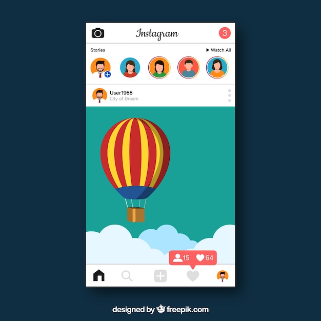 Vecteur gratuit modèle de post instagram avec notifications