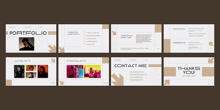 Vecteur gratuit modèle de présentation du portefeuille minimaliste