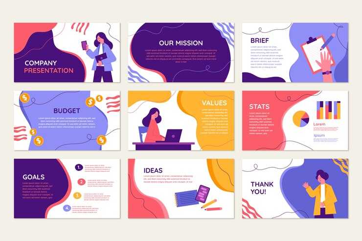 Vecteur gratuit modèle de présentation d'entreprise design plat dessiné à la main