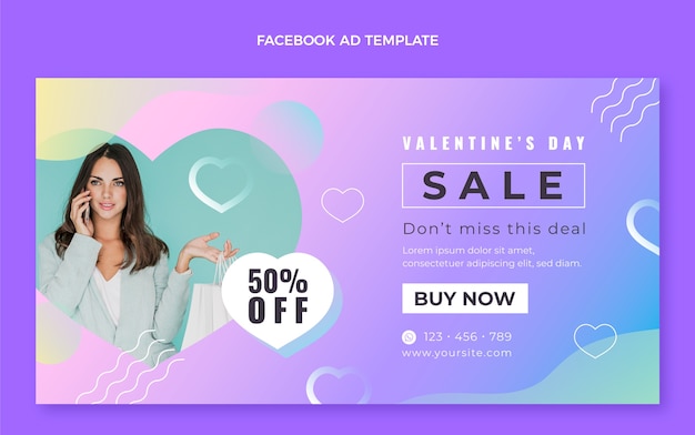 Vecteur gratuit modèle de promotion de médias sociaux dégradé pour la saint-valentin