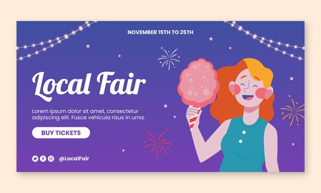 Modèle de promotion de médias sociaux flat fair