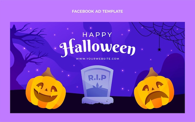 Vecteur gratuit modèle de promotion de médias sociaux d'halloween dégradé