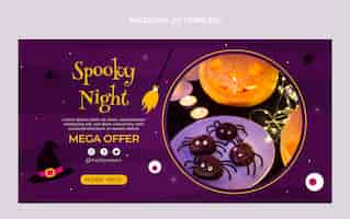 Vecteur gratuit modèle de promotion de médias sociaux halloween plat