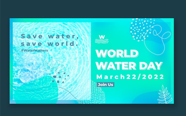 Modèle de promotion des médias sociaux de la journée mondiale de l'eau dégradé