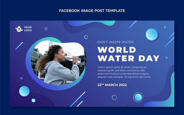 Modèle de promotion des médias sociaux de la journée mondiale de l'eau dégradé